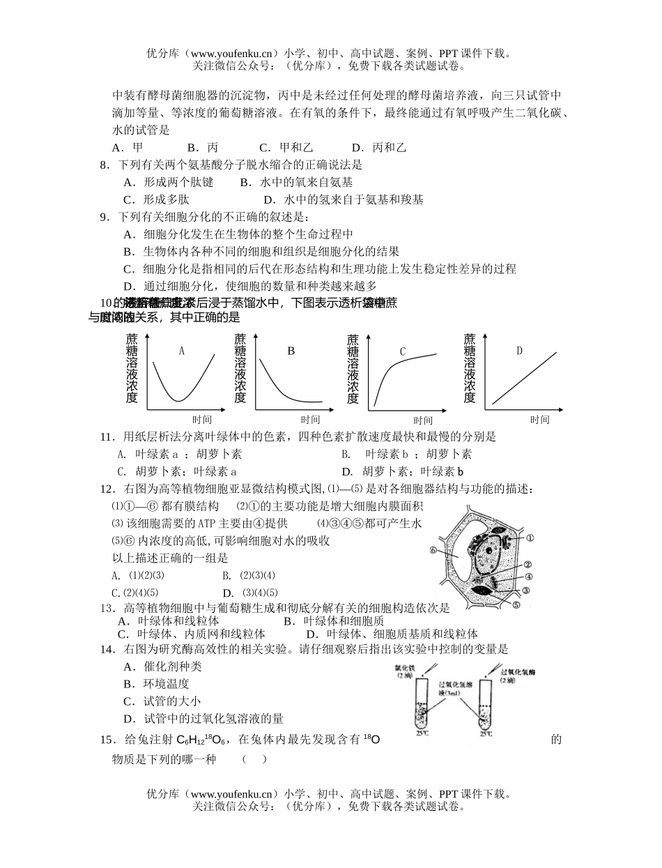 高中二年级生物阶段性测试卷_第2页