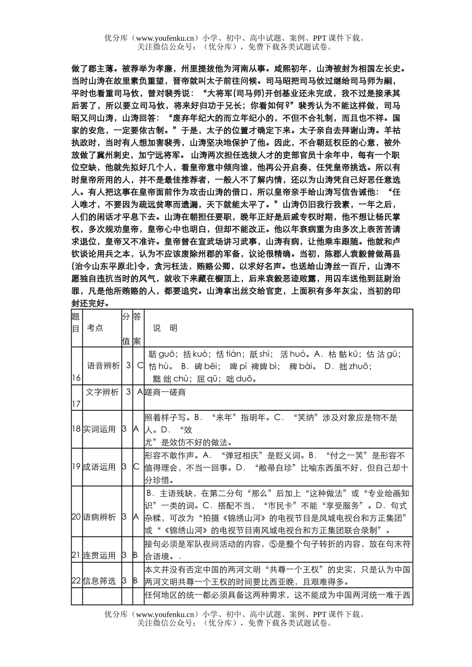 高中三年级语文50题之一答案试卷_第2页