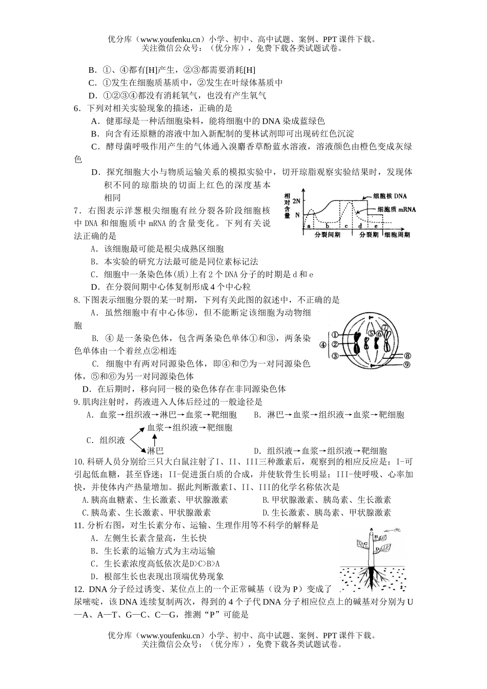 高中二年级生物上册期末考试卷_第2页