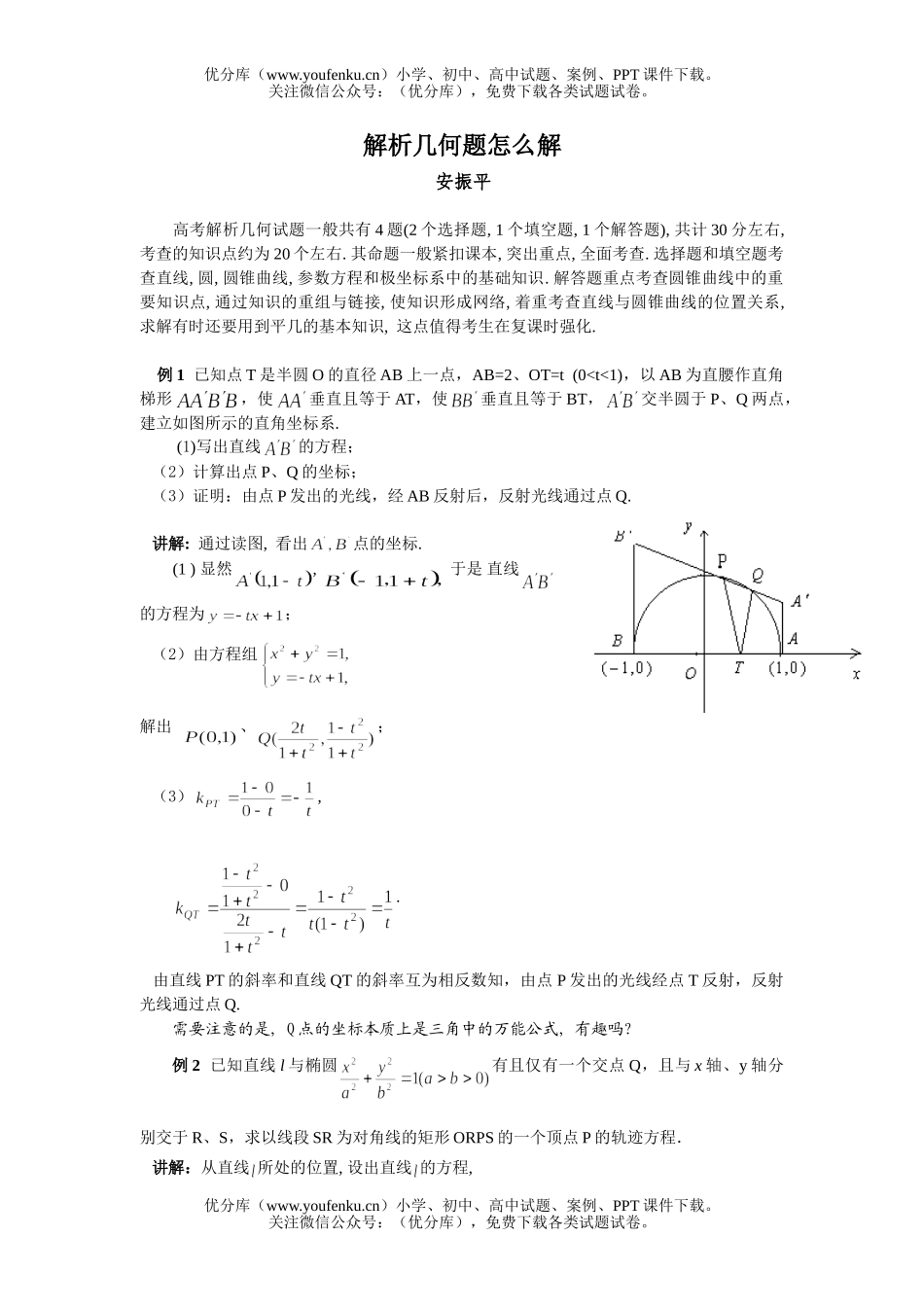 高中三年级数学专题06-解析几何题怎么解试卷_第1页