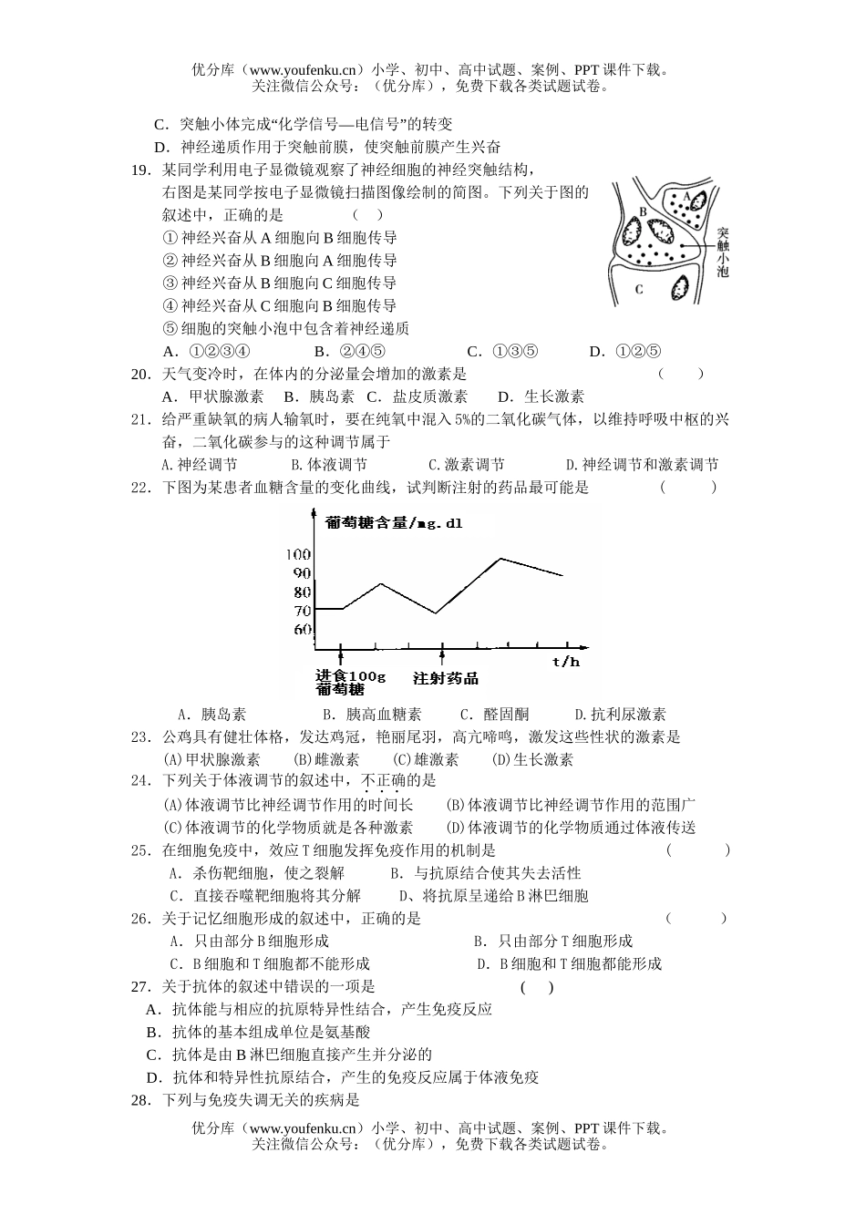 高中二年级生物下册期中教学质量检测试卷_第3页