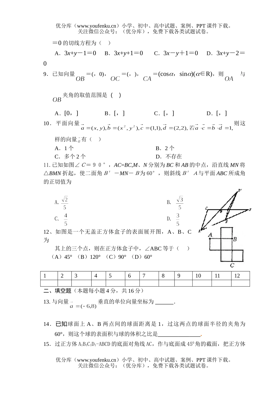 高中三年级数学周练卷(3)试卷_第2页