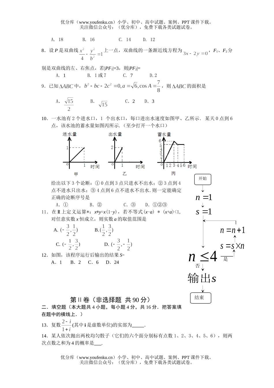 高中三年级数学2007年高考预测模拟文科2试卷_第2页