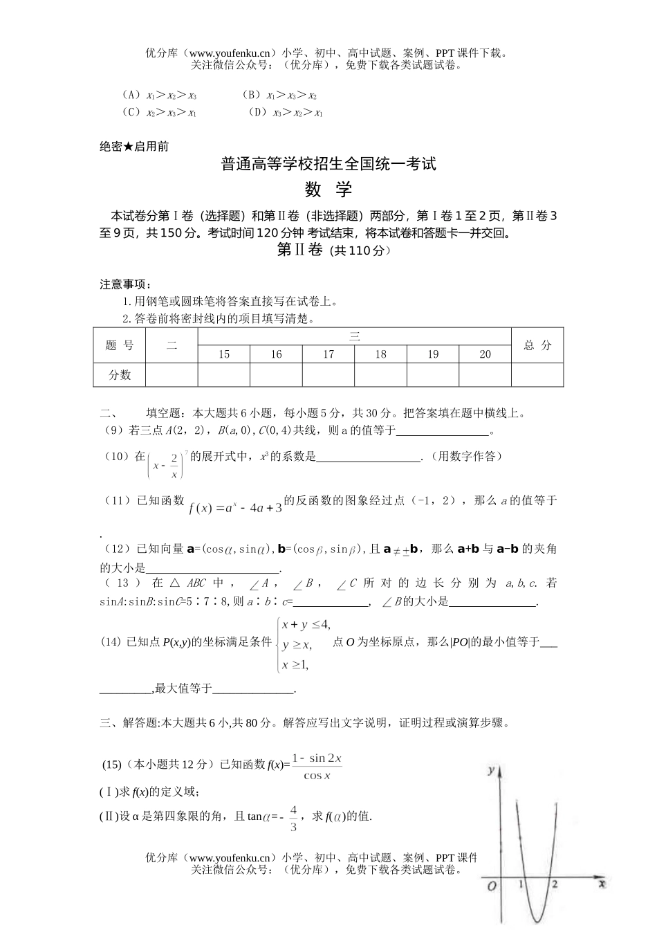 高中三年级数学高考普通高等学校招生全国统一考试94试卷_第2页