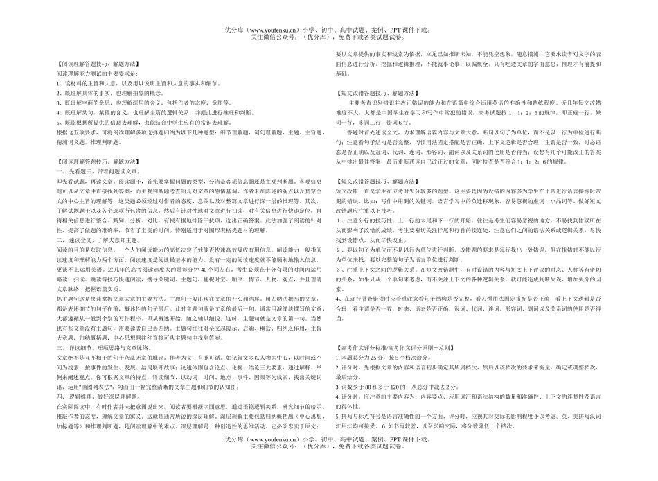 高中三年级英语高考答题技巧解题方法集锦doc[原创]试卷_第2页