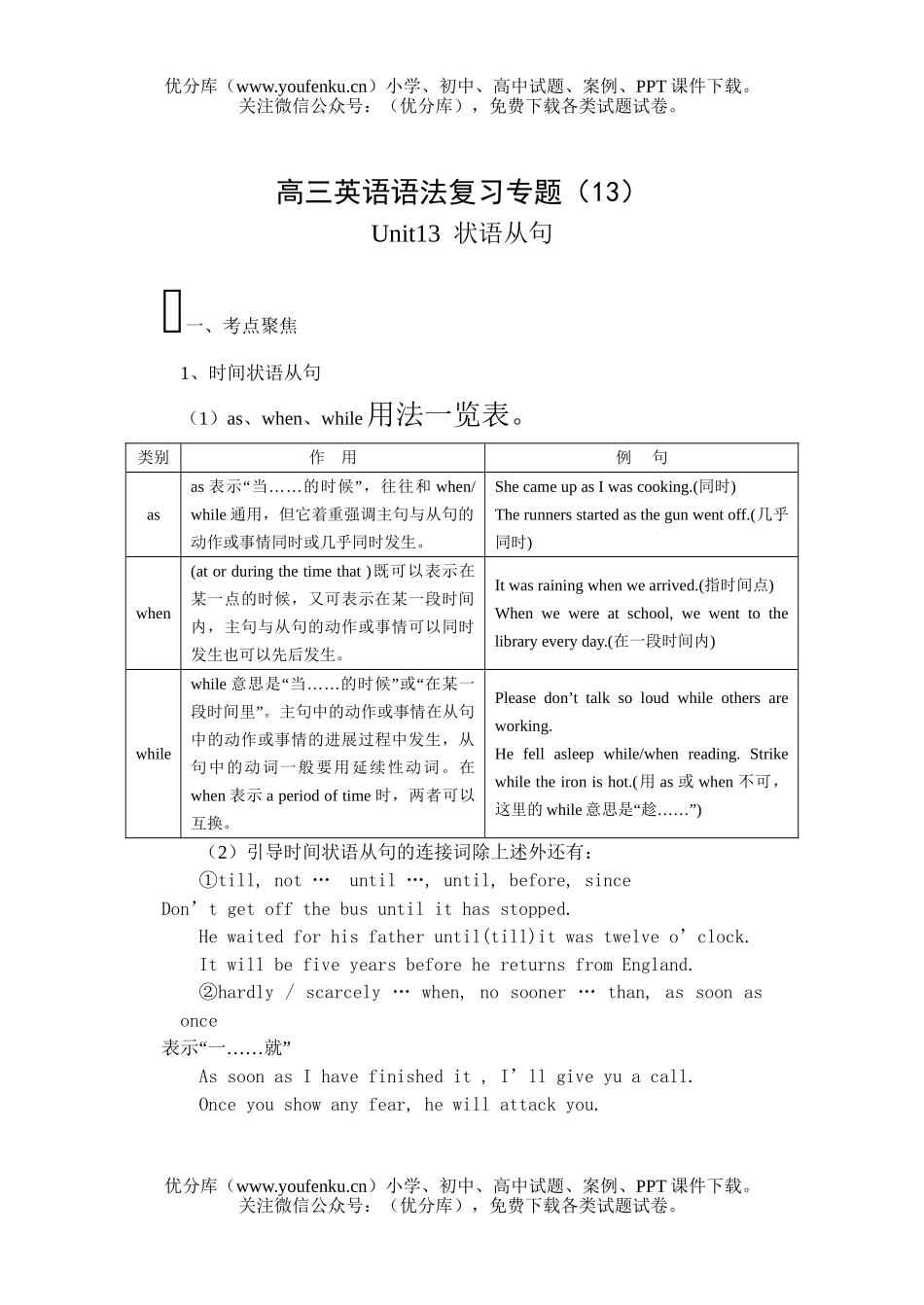 高中三年级英语语法复习专题(13)试卷_第1页