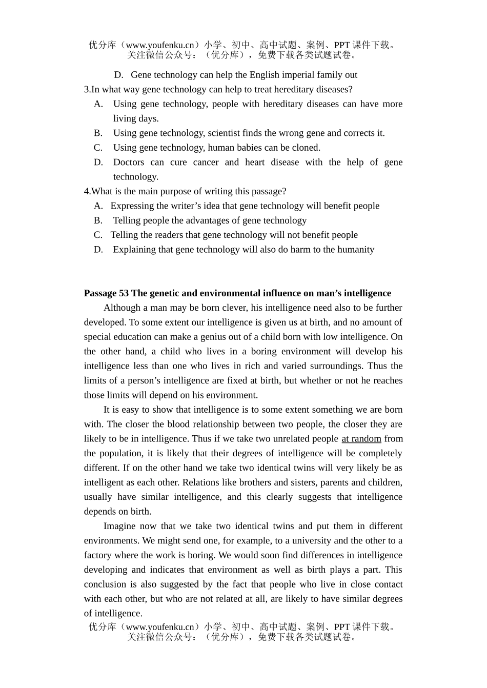 高中三年级英语高考时文专题训练(五)A试卷_第2页