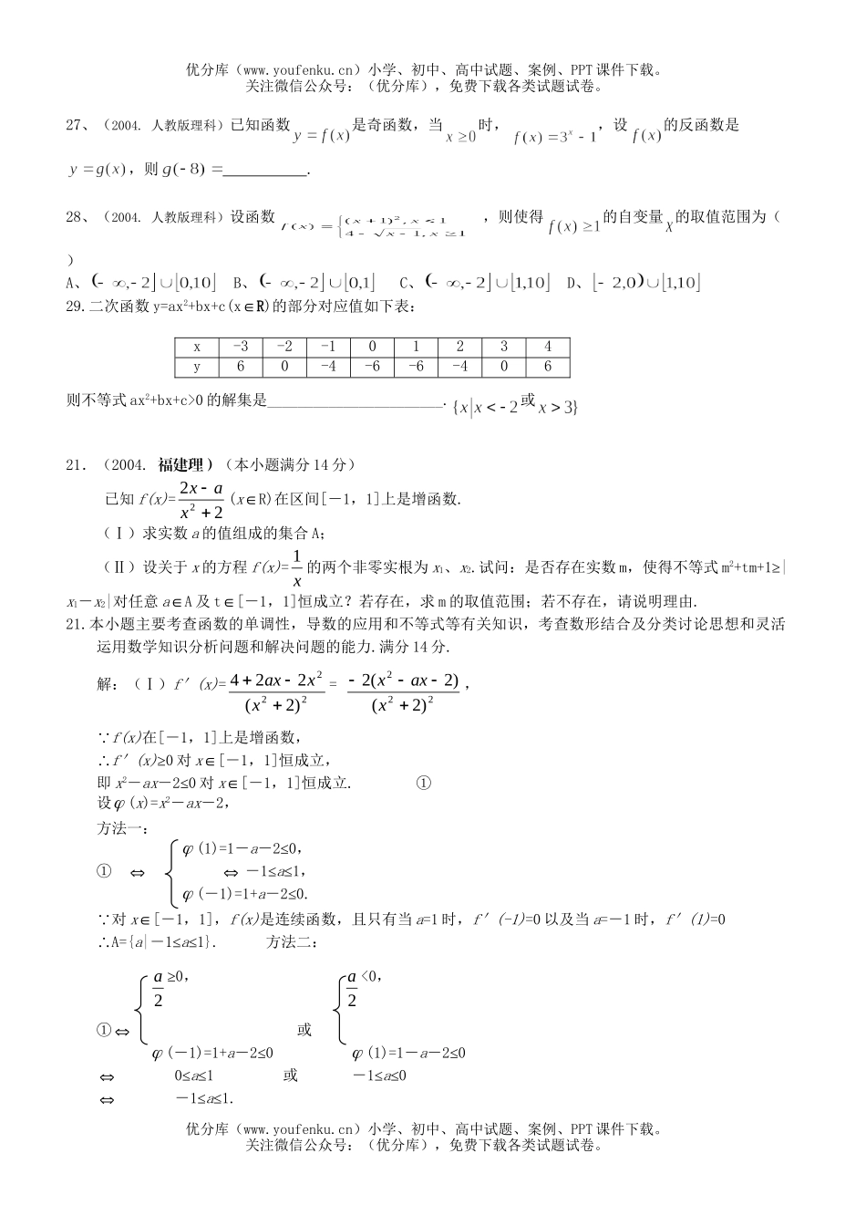 高中三年级数学函数1试卷_第3页