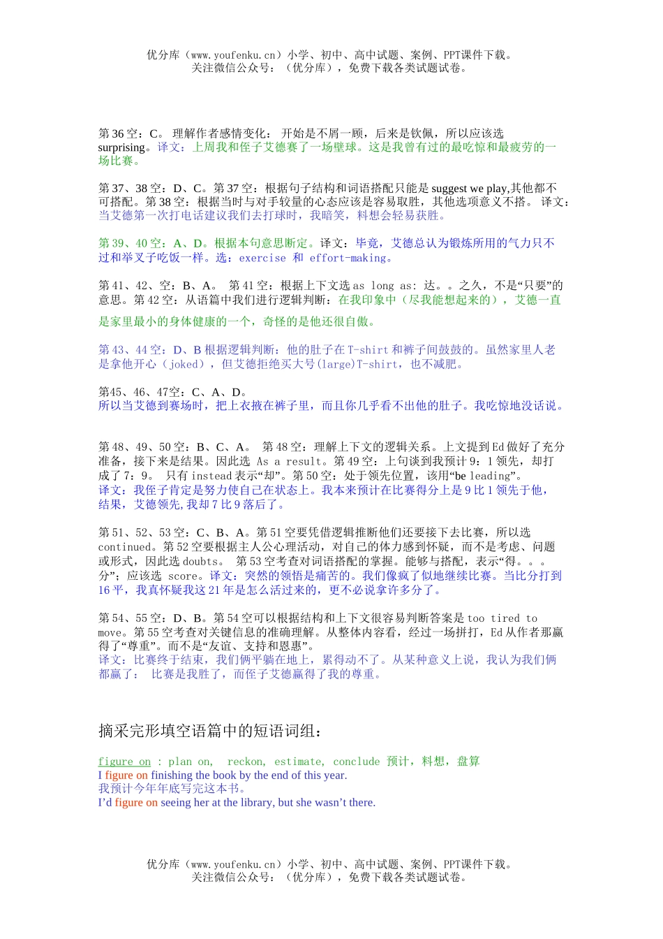 高中三年级英语完形填空考题分析与练习试卷_第1页