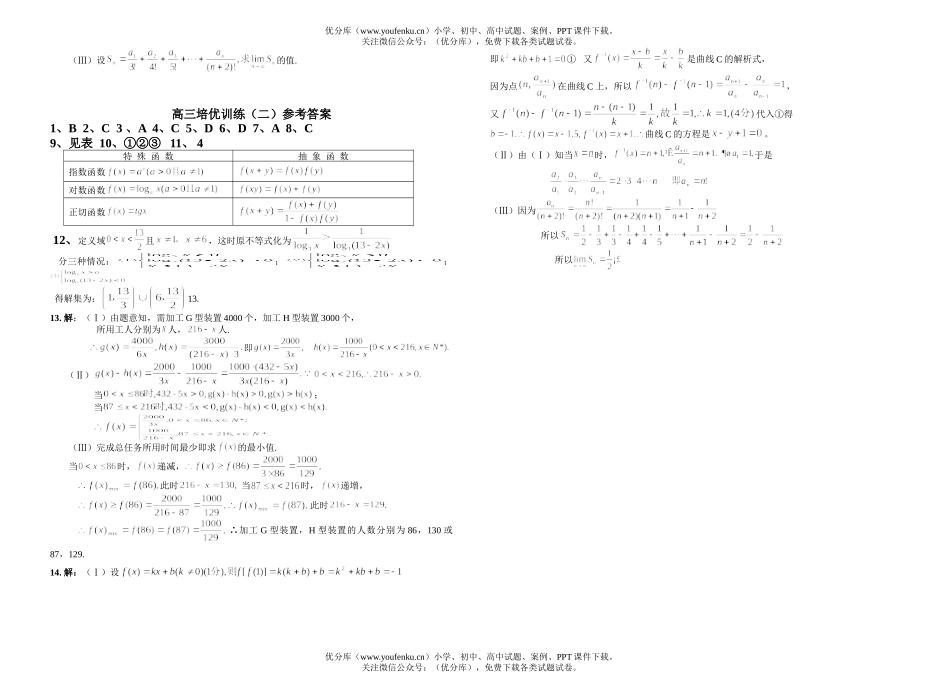 高中三年级数学培优训练(二)试卷_第2页