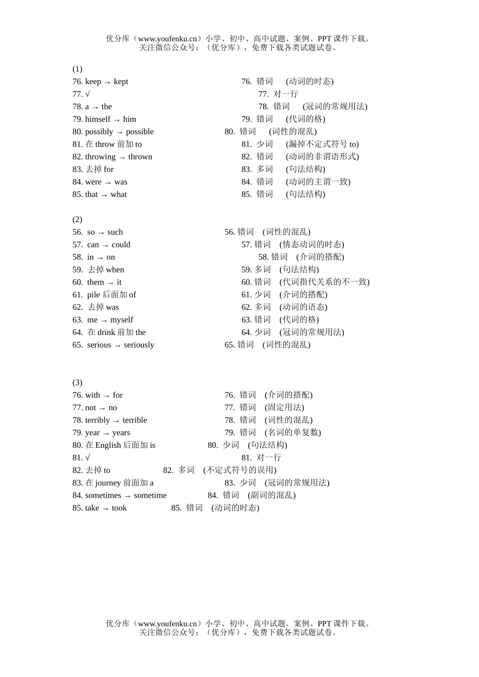 高中三年级英语专项训练(一)6试卷_第3页
