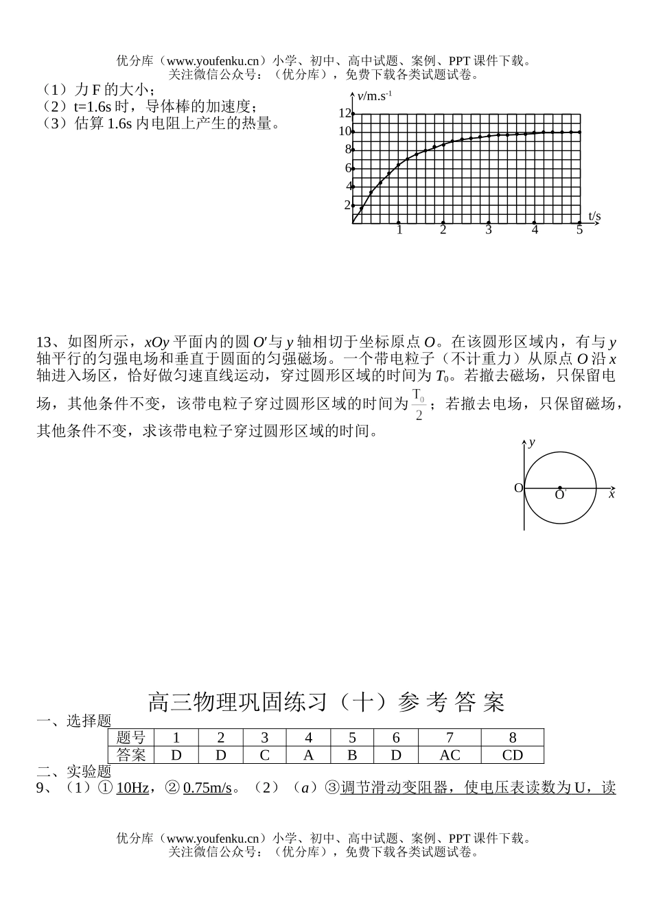 高中三年级物理巩固练习(十)试卷_第3页