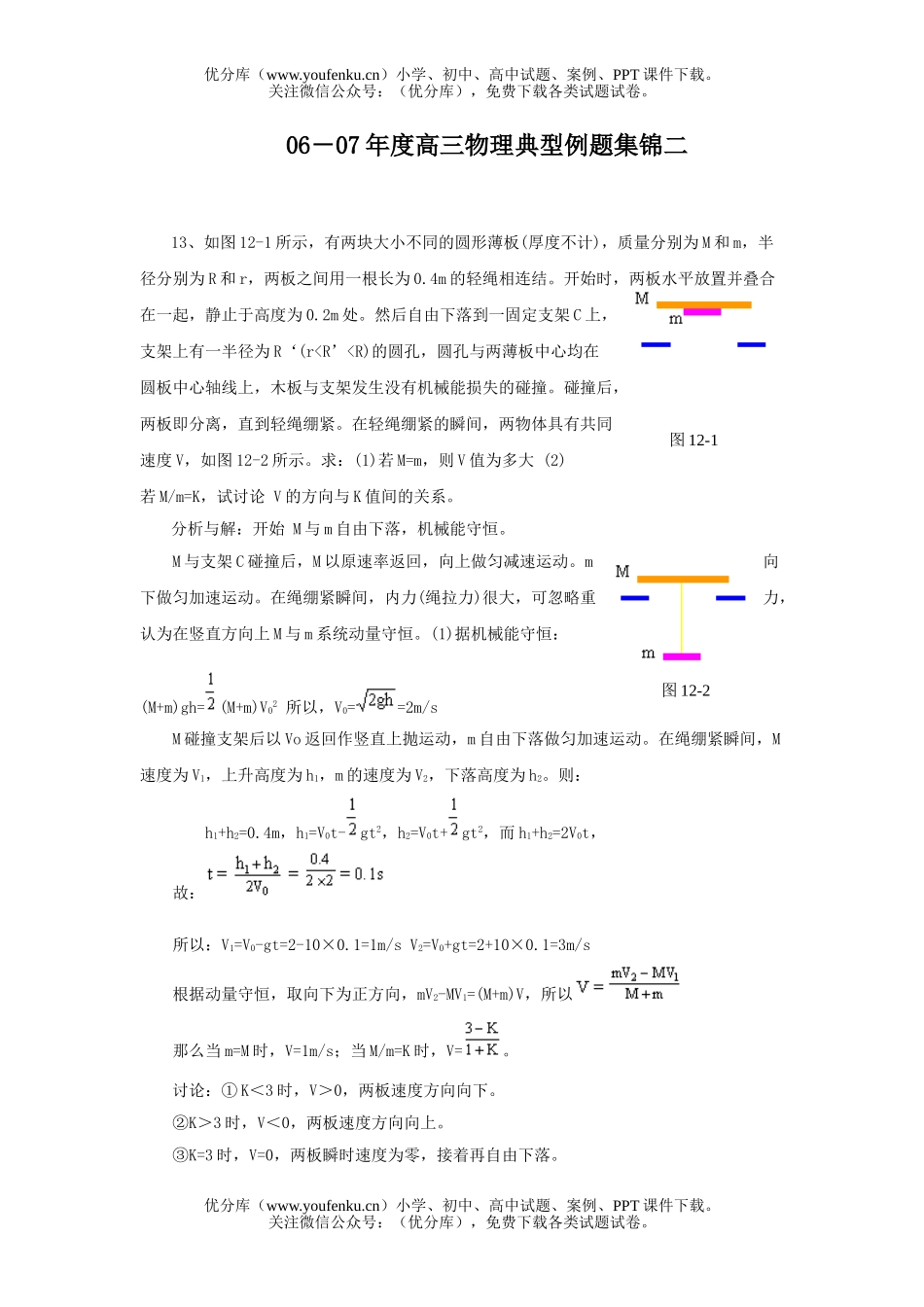 高中三年级物理06－07年度典型例题集锦二试卷_第1页