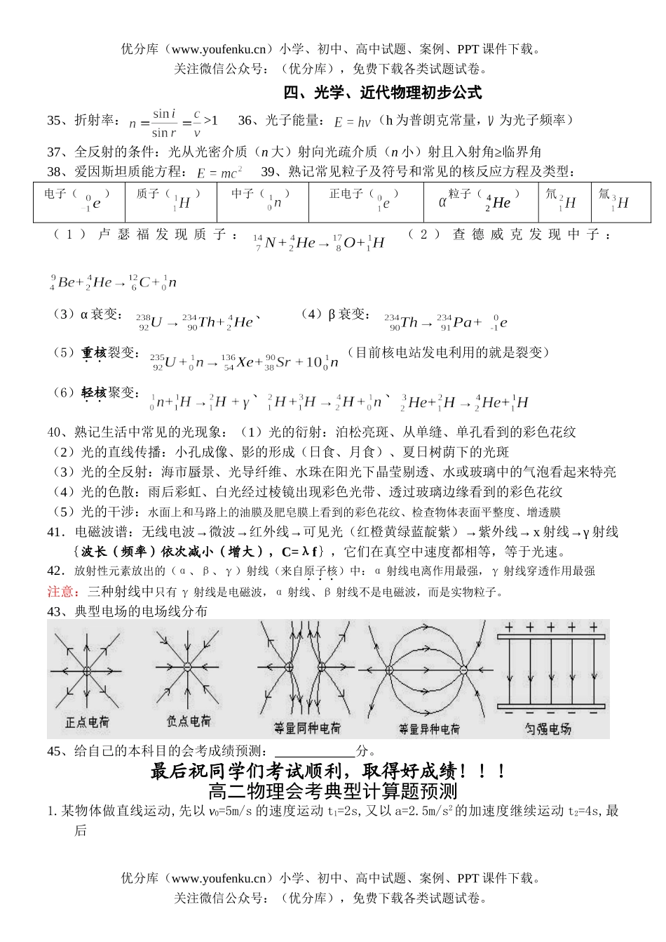 高中三年级物理公式总表试卷_第3页