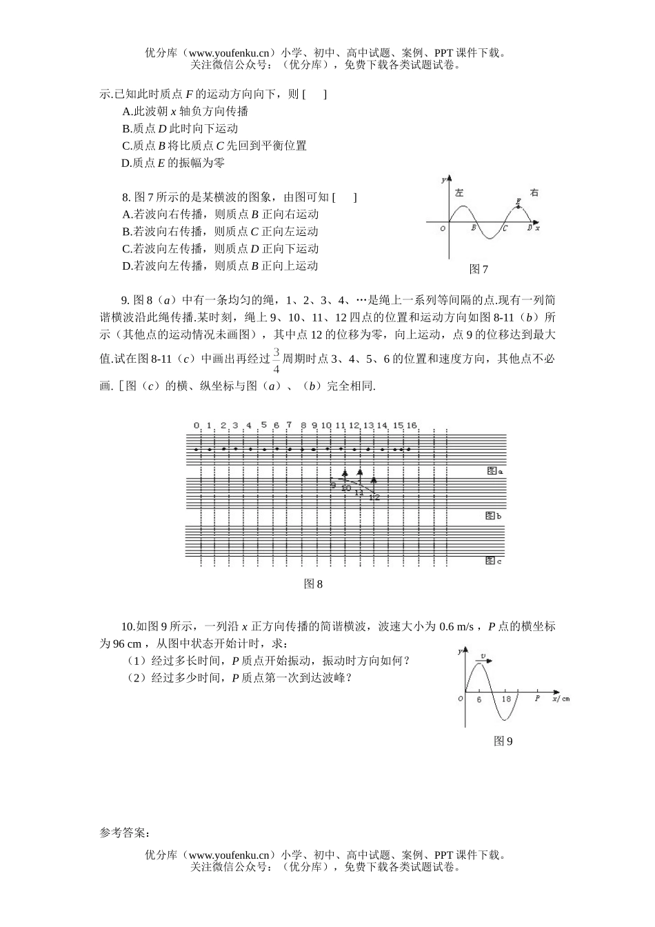 高中三年级物理随堂练习三(波的传播方向问题)试卷_第2页