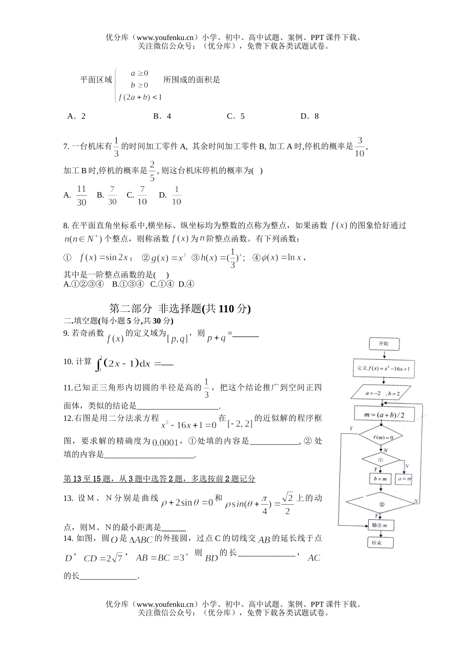 高中三年级数学08届理科调研考试1试卷_第2页