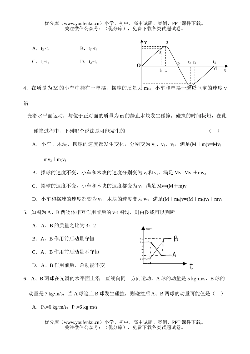 高中三年级物理测：动量试卷_第2页