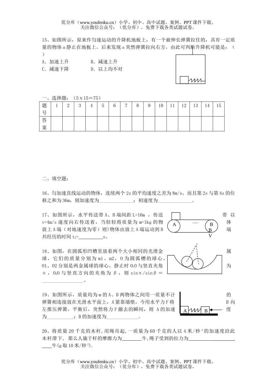 高中三年级物理部考试卷_第3页