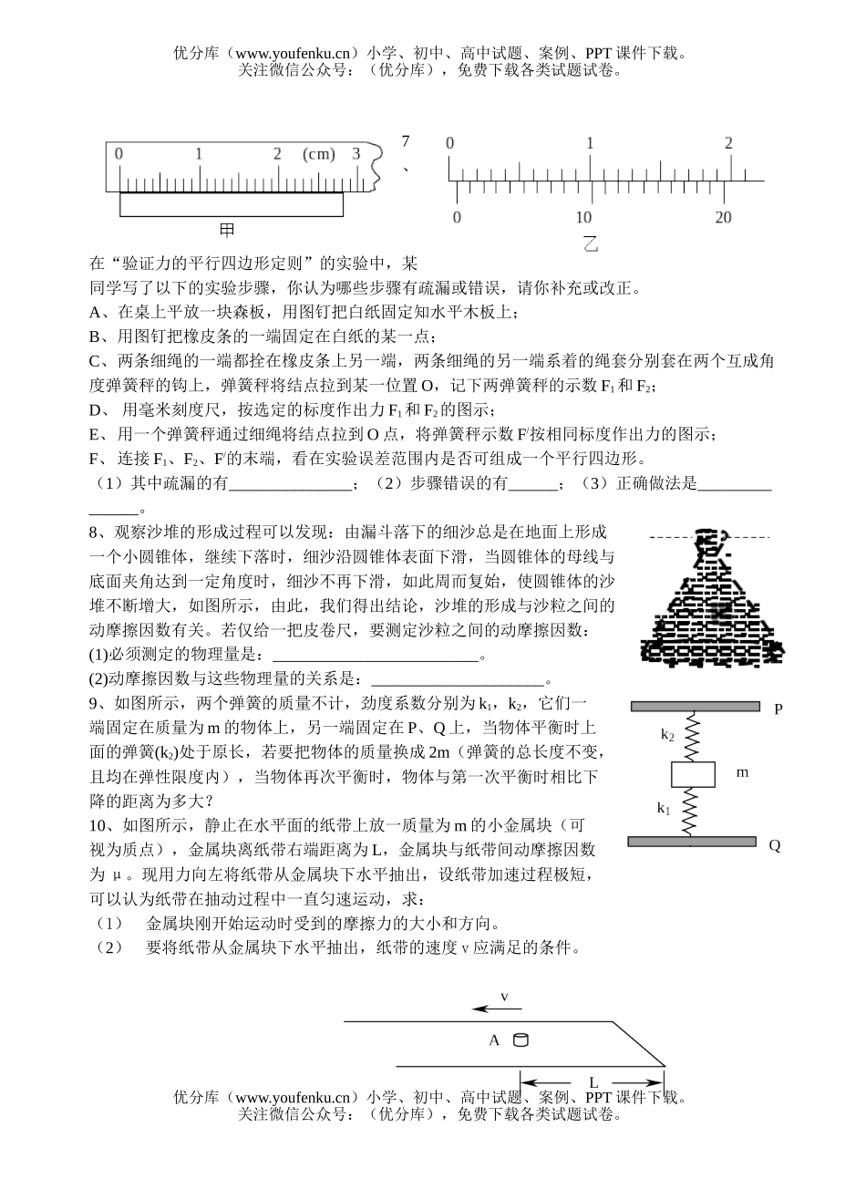 高中三年级物理训练题02(物体平衡)试卷_第1页