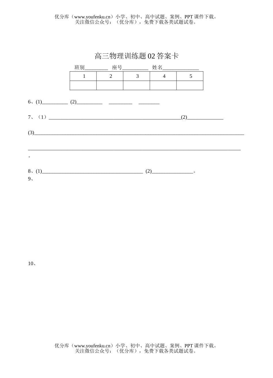 高中三年级物理训练题02(物体平衡)试卷_第2页