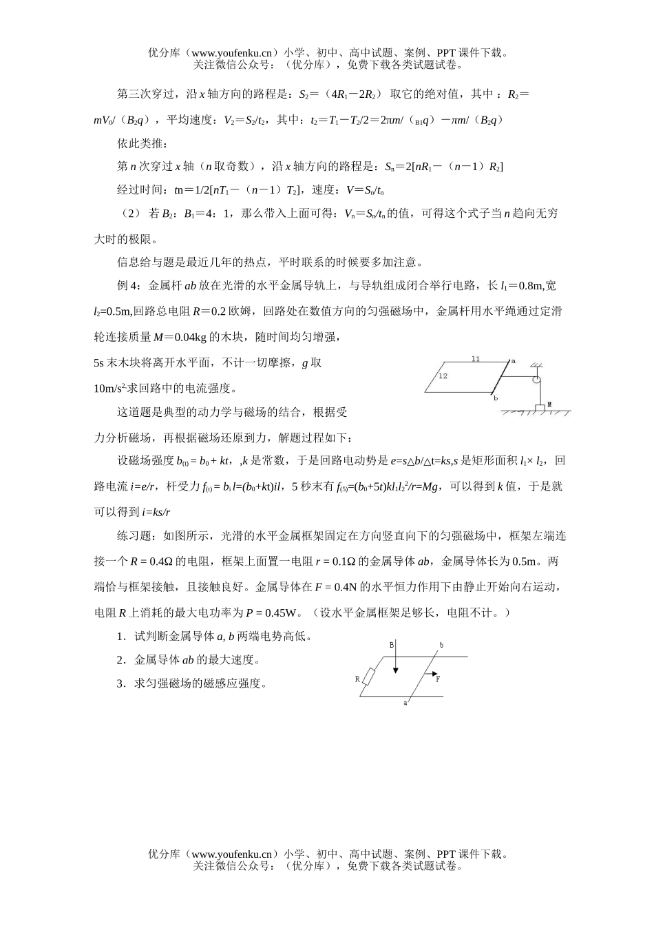 高中三年级物理高考复习：磁场综合面面观(一)试卷_第2页